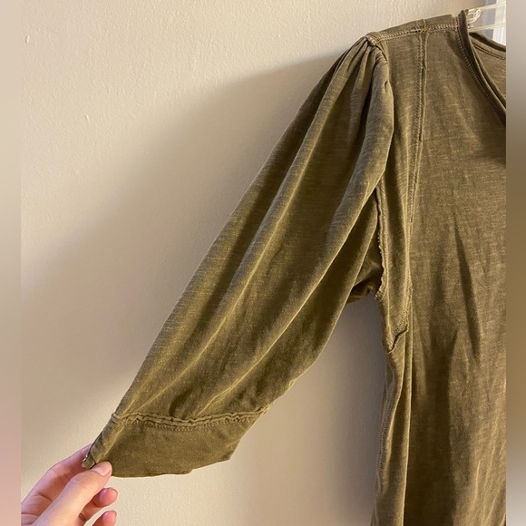 We the free snow drop Henley in olive green short sleeve cotton Medium - Picture 6 of 10